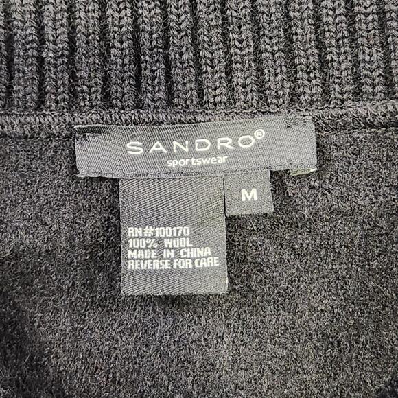 Sandro Sweater Womens Medium 100% Wool Collared Button Up Cardigan Jacket - Picture 7 of 15